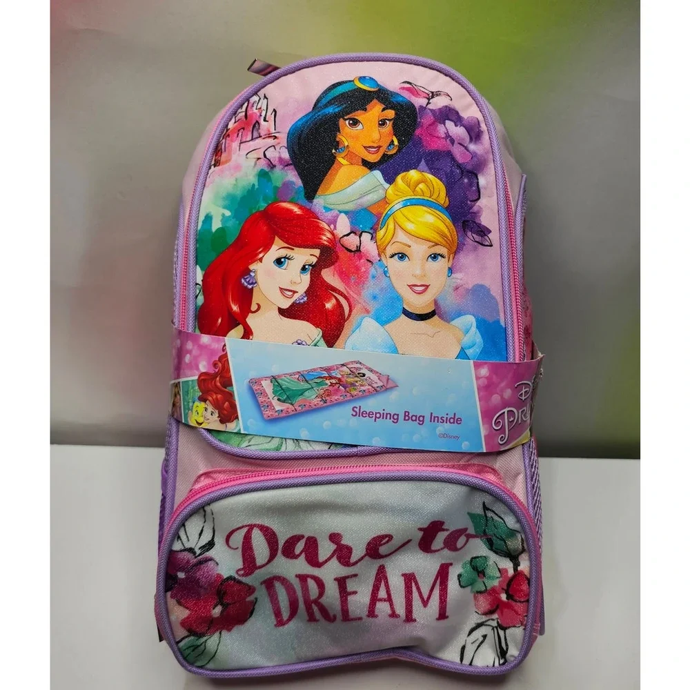 NWT Disney Princess Backpack Sleeping Bag 2 Piece Set Dare to Dream